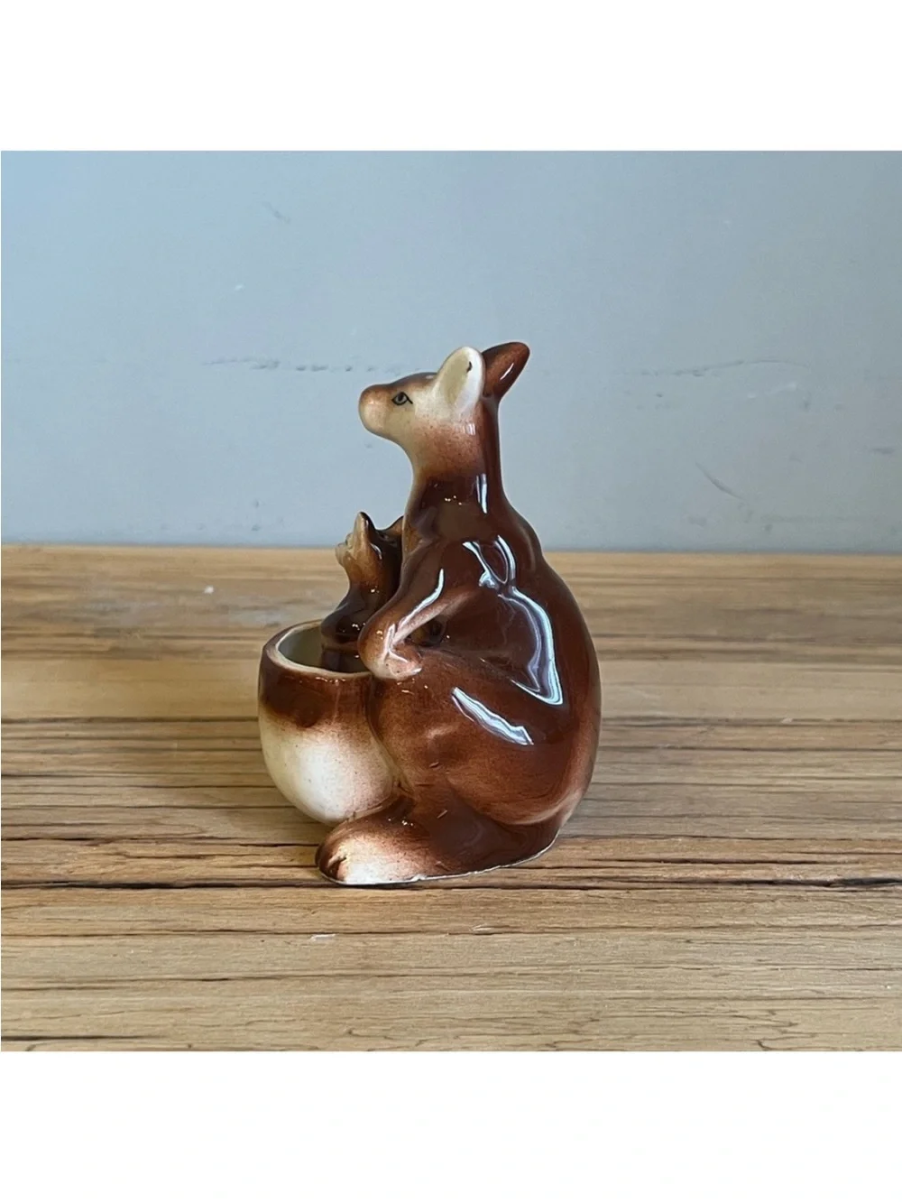 Porcelain kangaroo and joey salt and pepper shaker set-Marked Japan Vintage